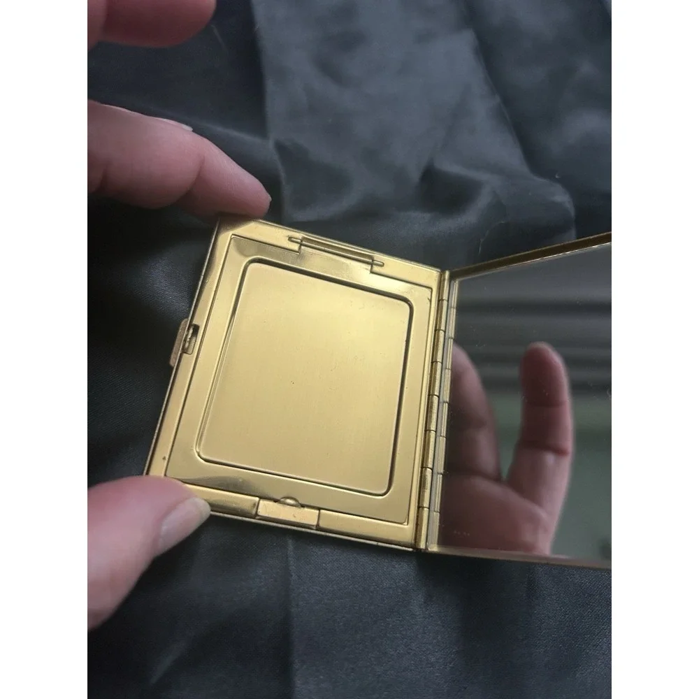 Vintage 1950s Blue Lucite Compact Mirror Atomic Starburst Mid Century Modern